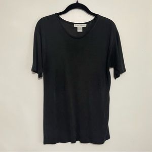 Ryan Harris Silk Solid Black Short Sleeve Knit Top Size M